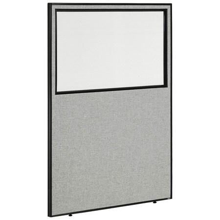 Global Industrial 48-1/4W x 72H Office Partition Panel with Partial Window, Gray 694664WGY